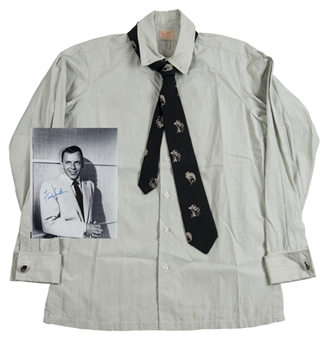 Frank Sinatra RAT PACK ERA 1965 personally owned/worn Shirt/Tie/Clips/Links, with signed 8X10 Photograph